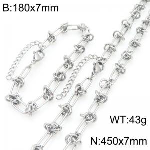 Silver Stainless Steel Jewelry Set - KS227072-ZCG