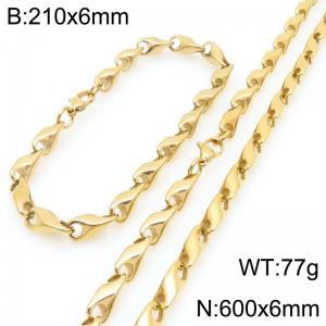 Gold Creative Stainless Steel Jewelry Set - KS227073-ZCG