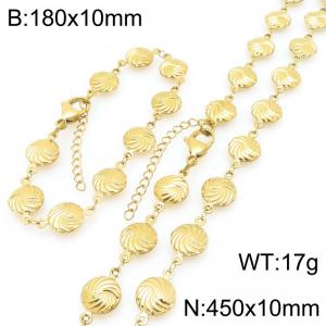 Fashionable and personalized stainless steel 180 × 10mm&450 × 10mm hollow spiral chain lobster buckle temperament gold set - KS227420-GC