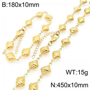 Fashionable and personalized stainless steel 180 × 10mm&450 × 10mm hollow cow horn chain lobster buckle temperament gold set - KS227421-GC