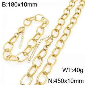 Fashionable and personalized stainless steel 180 × 10mm&450 × 10mm O-chain lobster buckle temperament gold set - KS227422-GC