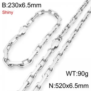 Fashion Jewelry Stainless Steel Chain Bracelet Necklace Set - KS227469-GC