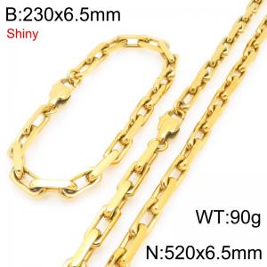 Fashion Jewelry Stainless Steel Chain Bracelet Necklace Set - KS227470-GC