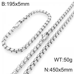 5mm Creative Men's Neutral Stainless Steel Box Chain Set Length 450cm - KS227873-Z