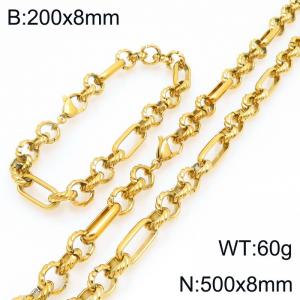 Stainless steel fashionable and personalized oblong pearl bracelet and necklace two-piece set - KS228155-Z
