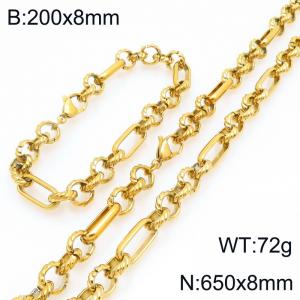 Stainless steel fashionable and personalized oblong pearl bracelet and necklace two-piece set - KS228158-Z