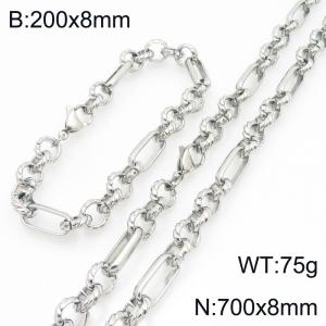 Stainless steel fashionable and personalized oblong pearl bracelet and necklace two-piece set - KS228166-Z