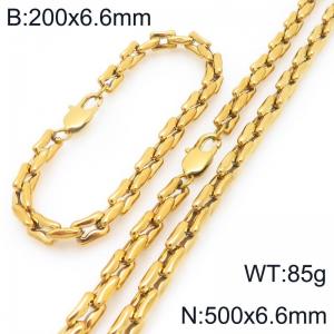 Stainless steel fashion trend square pig nose chain bracelet necklace two-piece set - KS228169-Z