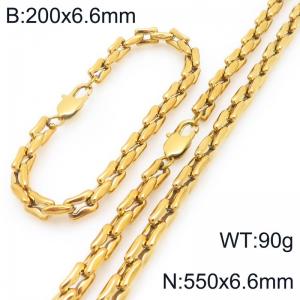 Stainless steel fashion trend square pig nose chain bracelet necklace two-piece set - KS228170-Z
