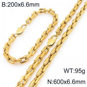 Stainless steel fashion trend square pig nose chain bracelet necklace two-piece set - KS228171-Z