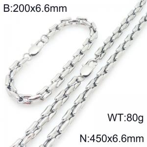 Stainless steel fashion trend square pig nose chain bracelet necklace two-piece set - KS228172-Z