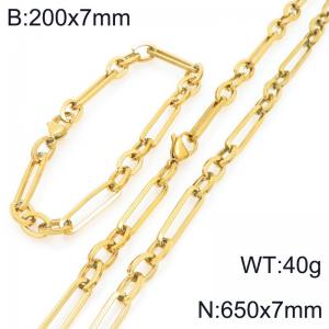 Stainless steel personalized fashion 3:1 square wire bracelet and necklace set - KS228202-Z