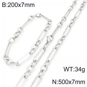 Stainless steel personalized fashion 3:1 square wire bracelet and necklace set - KS228206-Z