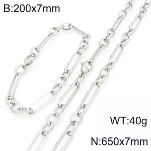 Stainless steel personalized fashion 3:1 square wire bracelet and necklace set - KS228209-Z