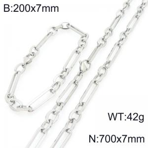 Stainless steel personalized fashion 3:1 square wire bracelet and necklace set - KS228210-Z