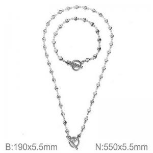 Stainless steel necklace bracelet two-piece set - KS228821-Z