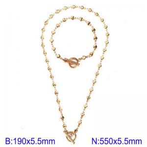 Stainless steel necklace bracelet two-piece set - KS228824-Z