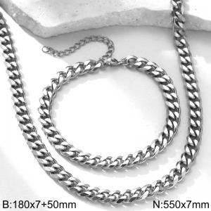 Stainless steel necklace bracelet two-piece set - KS228829-Z