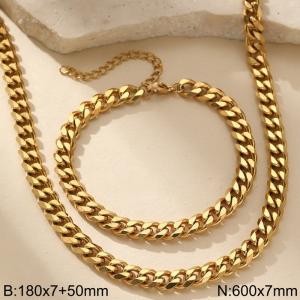 Stainless steel necklace bracelet two-piece set - KS228834-Z