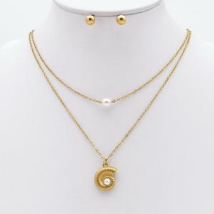 Stainless steel necklace earring two-piece set suitable for women's daily wear - KS229886-TJG