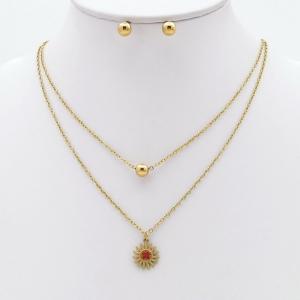 Stainless steel necklace earring two-piece set suitable for women's daily wear - KS229888-TJG