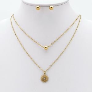 Stainless steel necklace earring two-piece set suitable for women's daily wear - KS229889-TJG