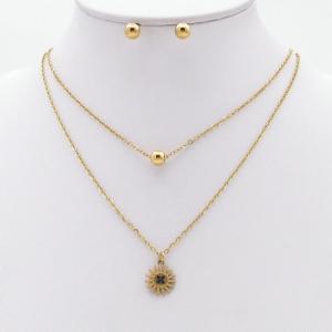 Stainless steel necklace earring two-piece set suitable for women's daily wear - KS229890-TJG