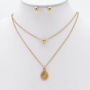 Stainless steel necklace earring two-piece set suitable for women's daily wear - KS229892-TJG