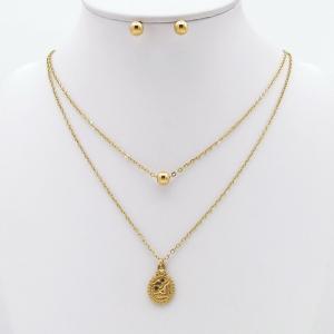 Stainless steel necklace earring two-piece set suitable for women's daily wear - KS229893-TJG