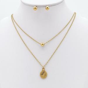 Stainless steel necklace earring two-piece set suitable for women's daily wear - KS229894-TJG