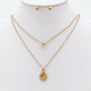 Stainless steel necklace earring two-piece set suitable for women's daily wear - KS229896-TJG