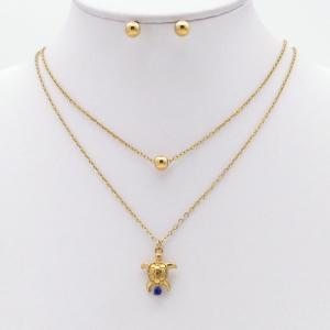 Stainless steel necklace earring two-piece set suitable for women's daily wear - KS229898-TJG