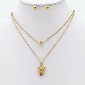 Stainless steel necklace earring two-piece set suitable for women's daily wear - KS229900-TJG