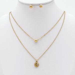 Stainless steel necklace earring two-piece set suitable for women's daily wear - KS229904-TJG