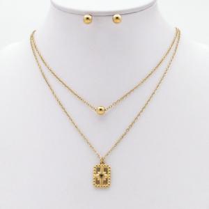 Stainless steel necklace earring two-piece set suitable for women's daily wear - KS229906-TJG