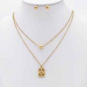 Stainless steel necklace earring two-piece set suitable for women's daily wear - KS229907-TJG