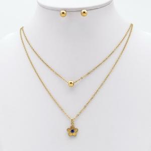 Stainless steel necklace earring two-piece set suitable for women's daily wear - KS229909-TJG