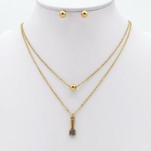 Stainless steel necklace earring two-piece set suitable for women's daily wear - KS229913-TJG