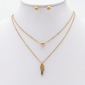 Stainless steel necklace earring two-piece set suitable for women's daily wear - KS229920-TJG