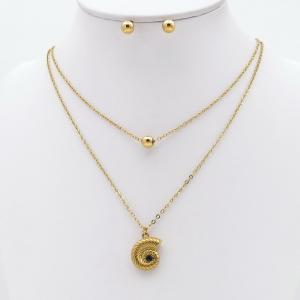 Stainless steel necklace earring two-piece set suitable for women's daily wear - KS229921-TJG