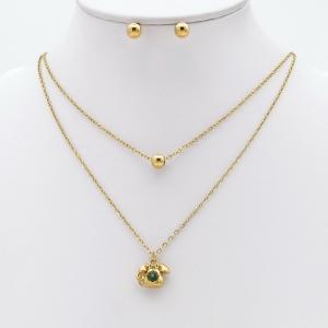 Stainless steel necklace earring two-piece set suitable for women's daily wear - KS229925-TJG