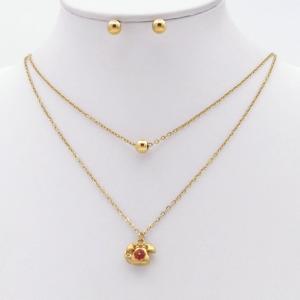 Stainless steel necklace earring two-piece set suitable for women's daily wear - KS229929-TJG