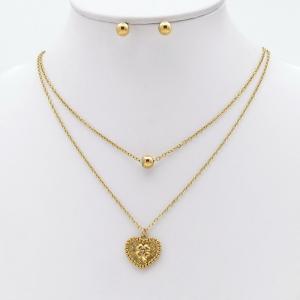 Stainless steel necklace earring two-piece set suitable for women's daily wear - KS229930-TJG