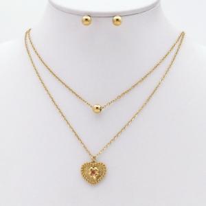 Stainless steel necklace earring two-piece set suitable for women's daily wear - KS229933-TJG