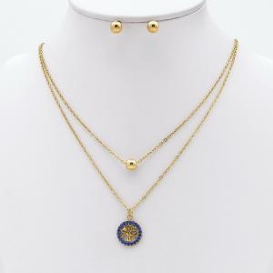 Stainless steel necklace earring two-piece set suitable for women's daily wear - KS229938-TJG