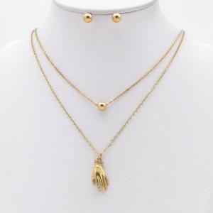 Stainless steel necklace earring two-piece set suitable for women's daily wear - KS229939-TJG