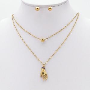 Stainless steel necklace earring two-piece set suitable for women's daily wear - KS229940-TJG