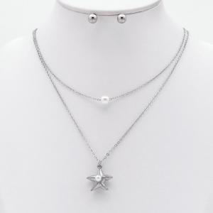 Stainless steel necklace earring two-piece set suitable for women's daily wear - KS229944-TJG