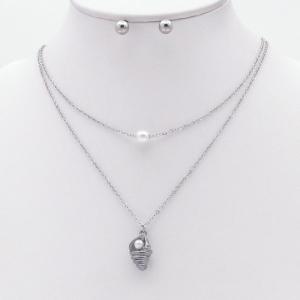 Stainless steel necklace earring two-piece set suitable for women's daily wear - KS229945-TJG