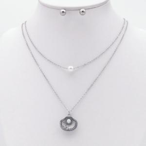 Stainless steel necklace earring two-piece set suitable for women's daily wear - KS229946-TJG